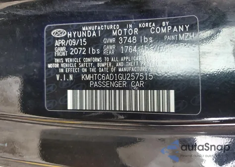 2016 Hyundai Veloster z USA, uszkodzony, nr VIN KMHTC6AD1GU257515